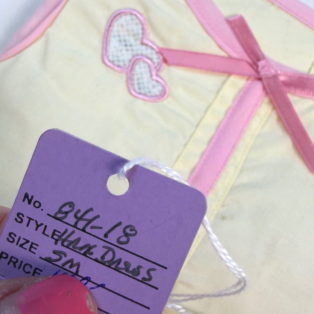 Boutique Dog Dress XS Yellow Pink Heart Ruffle Pet Apparel NWT